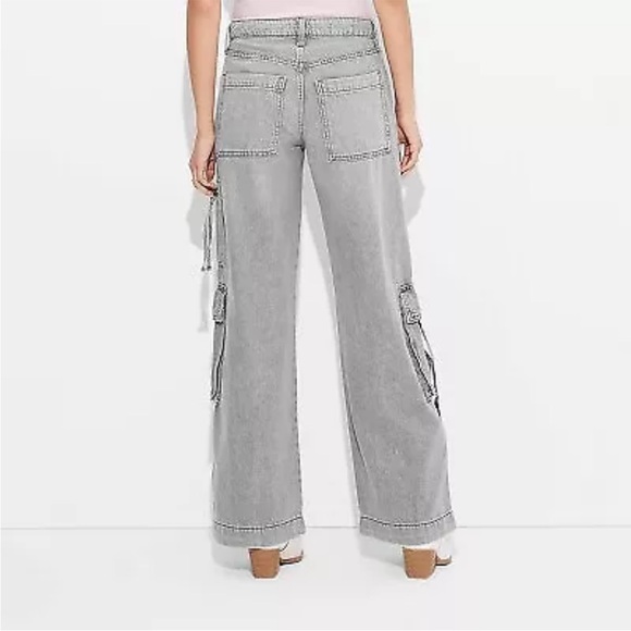 Women's Mid-Rise Wide Leg Cargo Baggy Pants - Wild Fable - Picture 2 of 2